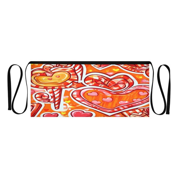 Heart Shaped Sweet Treats Multi Pocket Short Apron Waterproof, Adjustable 96.5in Belt for various occasions