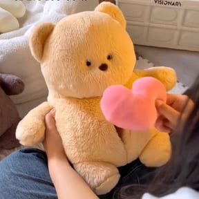 Heart Shaped Talking Bear Plush Toy with Recordable Function  Soft Teddy Bear Stuffed Animal with Voice Message Function for Valentines Day Christmas Romantic Gift for Her Him