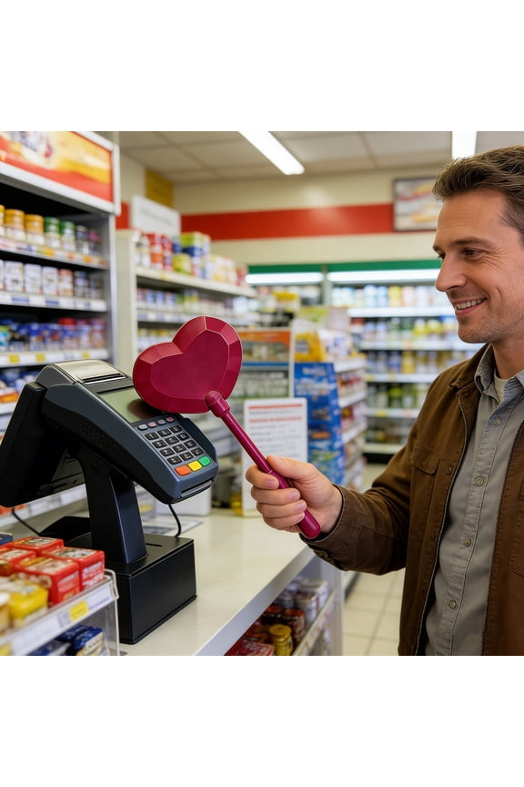 Heart Shaped Tap to Pay Device, Contactless Payment Wand Keychain, NFC Card Emulator for Wireless Payments, Elegant Valentine Gift for Her, Unique Tech Gadget, Portable Payment Accessory