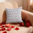 thumbnail image 1 of Heart Shaped Throw Pillow Cover, Quilted Gray Decorative 16x16 Inch Pillow Case with Hidden Zipper for Sofa Bedroom Living Room, 1 of 5