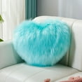 thumbnail image 1 of Heart Shaped Throw Pillow with Long Faux Fur, Plush Decorative Cushion for Sofa and Bed, Soft Accent Pillow for Living Room and Bedroom Decor(Sky Blue), 1 of 6