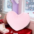 thumbnail image 1 of Heart-Shaped Throw Pillow, Super Soft Faux Rabbit Fur Decorative Cushion for Sofa, Bed, Valentine's Day Gift, Home Decor, 13x10 inches Pink, 1 of 6