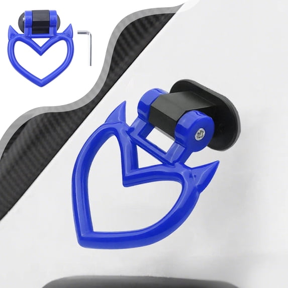 Heart Shaped Tow Hook - Front Bumper Traction Decorative Hook, Durable Material, Stylish Car Decoration, Easy to Install, Blue
