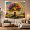 thumbnail image 1 of Heart-Shaped Tree with Birds in Golden Light, Whimsical Illustration for Nature Lovers, Colorful Fantasy Wall Art, Housewarming Gift Tapestry Wall Hanging for Living Room and Bedroom, 1 of 7