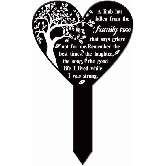 Heart Shaped Tree Garden Stake Memorial Remembrance Plaque Stakes Cemetery Acrylic Waterproof Sympathy Garden Stake