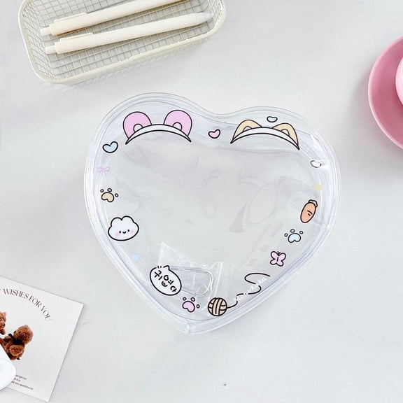 Heart-Shaped Two Doll Storage Bag Transparent PVC Portable Storage Pouch