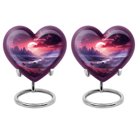 Heart Shaped Urn For Ashes, Twilight Fantasy Urn For Ashes Adult Male, Small Keepsake Urns For Ashes, Urn For Ashes Adult Female, Cremation Urn Human Ashes For Male, Ash Urns, 3 Inch, 4Pc