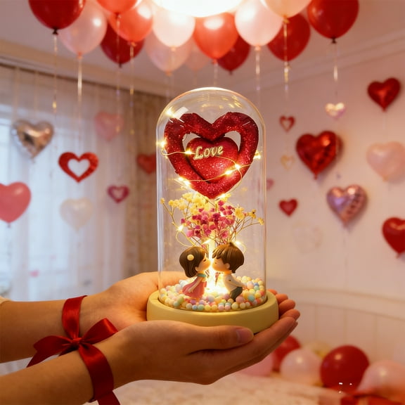 Heart-Shaped Valentines Day Night Light Decorative Lamp | Multicolor Pink Purple Blue | 8.66in Festival Table Lamp for Bedroom Bar Coffee Shop Gift