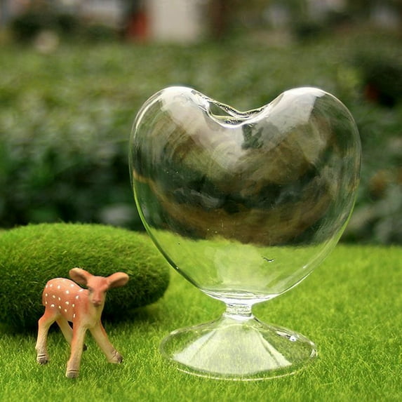 Heart Shaped Vase Clear Glass Vase Decorative Desk Planter Vase for Anniversary Apartment Bedroom Hotel Restaurant