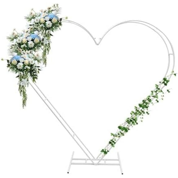 Heart-Shaped Wedding Arch with Stand, Heart Shaped Metal Arch Kit with Base Metal Ceremony Backdrop Stand for Outdoor/Indoor Weddings Birthday Party Decoration (White)$$Garden & Patio