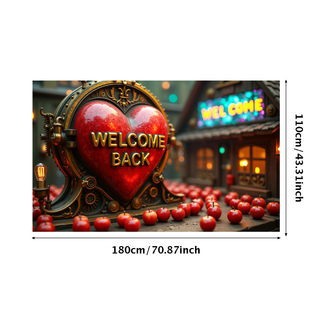 Heart Shaped Welcome Back Banner Decorative Background Party Supplies ...
