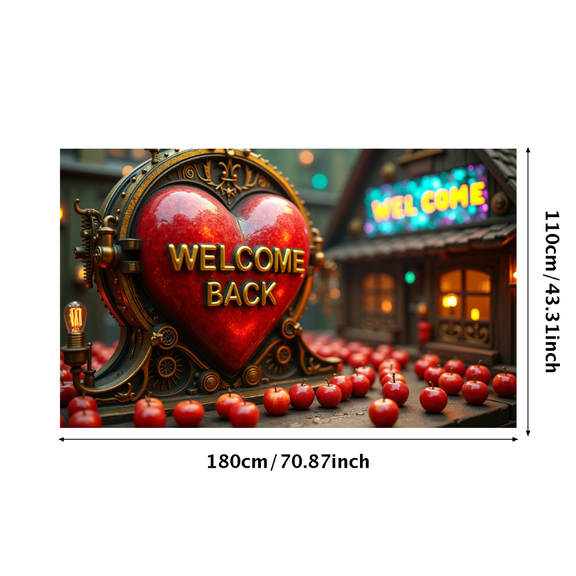 Heart Shaped Welcome Back Banner Decorative Background Party Supplies for Community Gatherings Store Openings Family Reunions Office Events