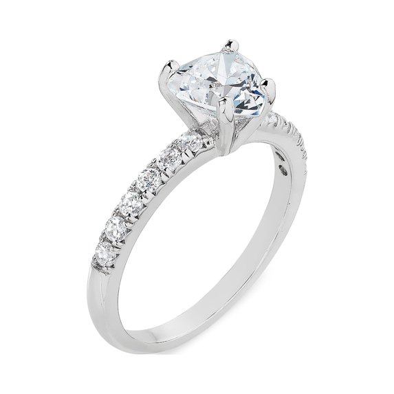 Heart Shaped White Cubic Zirconia Ring in Sterling Silver