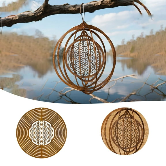 Heart-Shaped Wind Spinner Outdoor Decor - Durable Metal Garden Art with Spinning Design, Romantic Yard Ornament for Mom, Aunt - Ideal Mother's Day & Birthday Gift (Brown)