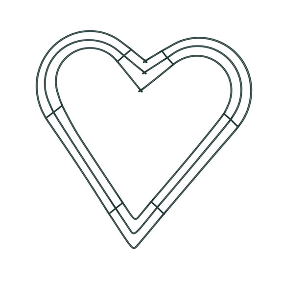 Heart Shaped Wire Wreath Frame Iron Base Wall Decorative Creative Wreath Form Garland Rings for Valentine Anniversary Garden Green 35cm