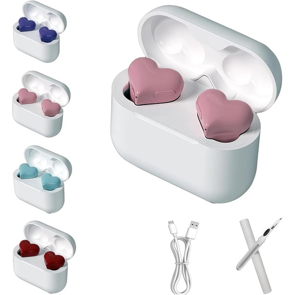 Heart Shaped Wireless Gaming Earbuds, Bluetooth 5.3 In-Ear Headphones with Stereo Sound, LED Touch Control & Low Latency for Music, Games, Valentines Gift