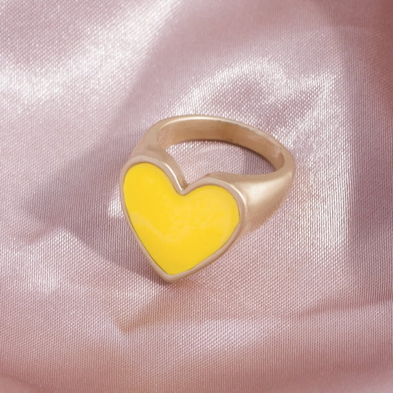 Heart Shaped Women Ring Gold And Silver Alloy Electroplated Fashion Jewelry With Loose Gemstones European Style