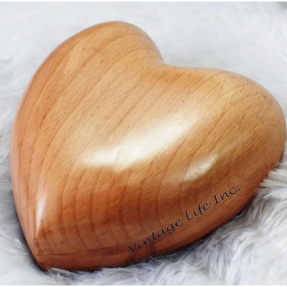 Heart Shaped Wooden Cremation Urns for Human Ashes, Memorial Urn Box, Wood Keepsake for Burial/Funeral Ashes, Hand Painted Biodegradable Urns Casket for Pet Ashes, Natural Matt, 4"x4"x2"
