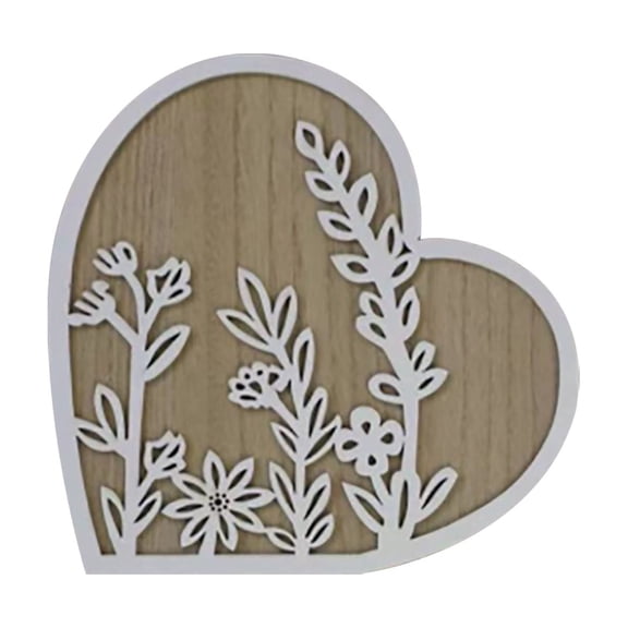 Heart Shaped Wooden Floral Wall Of 2 Boxwood 2 Layer Cutout Wall Art S/M Size Farmhouse Wall Pediments For Bedroom Living Room Bathroom Wedding E Ornament Ornament Set Clarinet Ornament Big Ornament