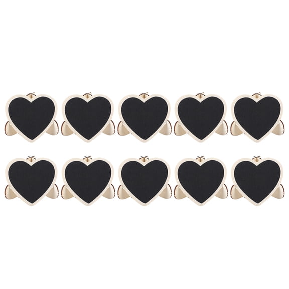 Heart-Shaped Wooden Tabletop Chalkboard Mini Message Display Board, 10-Pack - 2.8x3.0 inches / 7x7.5 cm