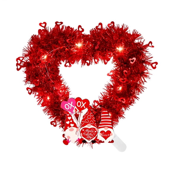 Heart Shaped Wreath, 13 inch Valentine's Day Wreaths Ornament for Front Door Outdoor Windows Farmhouse Wedding Christmas