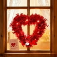 thumbnail image 1 of Heart Shaped Wreath, Valentine's Day Floral Wreath with LED Lights, Love Heart Garland, Pre-Lit Decoration for Door and Holiday Decor(With light), 1 of 7