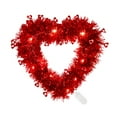 thumbnail image 1 of Heart Shaped Wreath Valentines Wreath for Front Door Red Tinsel Heart Wreath Wedding Home Party Wall Indoor Outdoor Decorations with Led Light Gift Girlfriend Mother's Day, 1 of 5