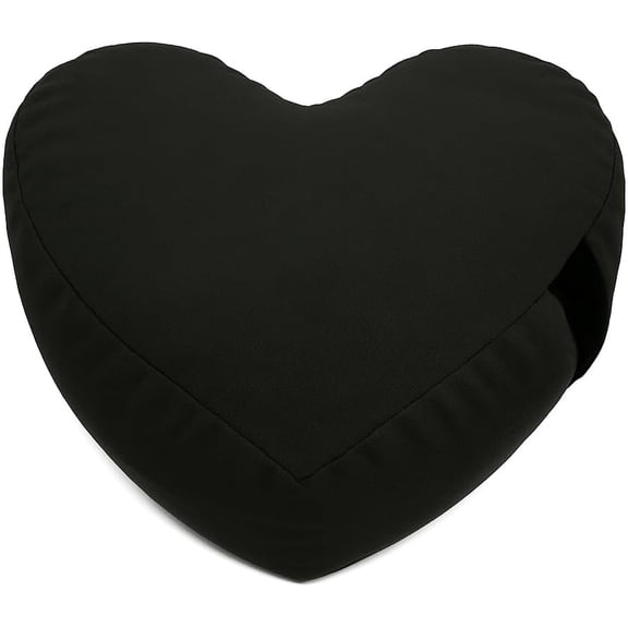 Heart Shaped Zafu Meditation Pillow for Yoga - Organic Buckwheat Filled Heart Pillow - Zen Kneeling Prayer Pad for Sitting on Floor, Yoga Cushion - 14"X16", Black