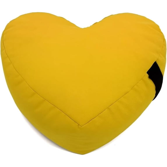 Heart Shaped Zafu Meditation Pillow for Yoga - Organic Buckwheat Filled Heart Pillow - Zen Kneeling Prayer Pad for Sitting on Floor, Yoga Cushion - 14"X16", Lhassa Gold