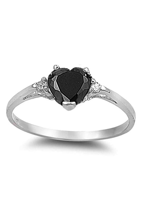 Women's Heart Shaped Ring with Zircon Inlaid Silver Plated Copper Fashion Jewelry Holiday Gift for Her Individually