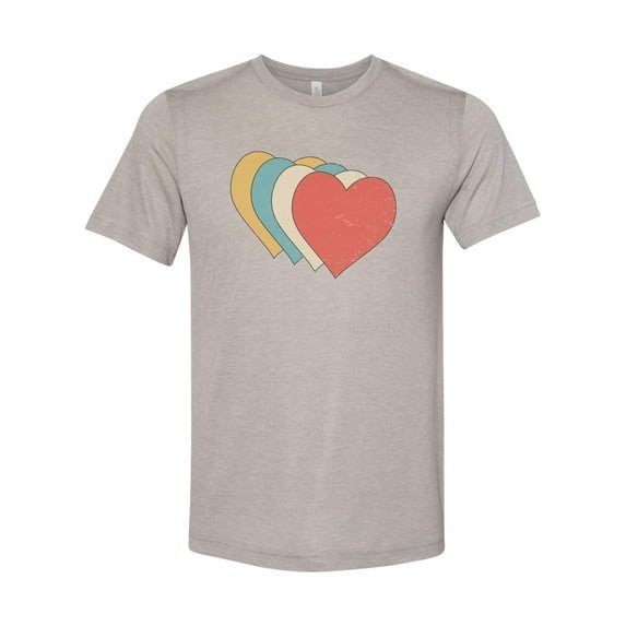 Heart Shirt, Colorful Hearts, Valentine's Day Shirt, Unisex Fit, Vintage Heart, Gift For Her, Distressed Hearts, Valentines Shirt, Hearts, Heather Stone, 2XL