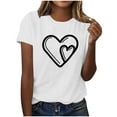 thumbnail image 1 of Heart Shirt Women Basic Tee Short Sleeve Blouse Trendy Round Neck Pullover Tops Casual Shirts, 1 of 4