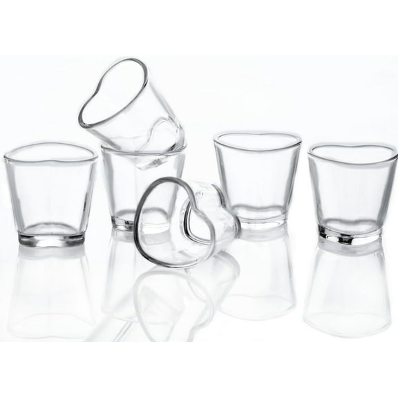 Heart Shot Glasses Set for 6,Cute Shot Glass 1.5oz