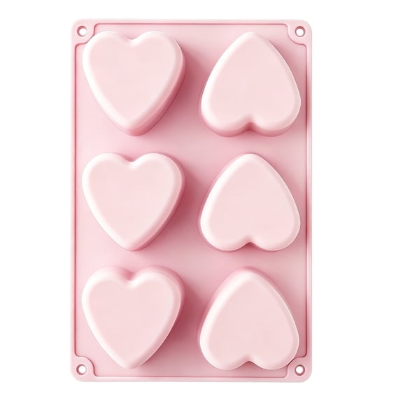 Heart Silicone Molds Valentine'S Day For Baking Cake Chocolate Cocoa Bomb, Love Shaped Jello Chocoflan Moulds, 6 Cavity 2 Pack Soap Craft Oven Safe Diy Handmade Gift Pan
