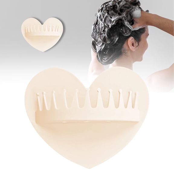 Heart Silicone Shower Hair Catcher, Wall Mounted Drain Protector with Strong Suction Cups for Bathroom Bathtub Drain, Reusable Hair Trap Clog Preventer, White, 4.72"x3.77"x1.41", By Harlik