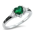 thumbnail image 1 of Heart Simulated Emerald Cubic Zirconia Ring Sterling Silver 925, 1 of 3