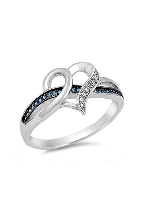 Heart Simulated Ruby Cubic Zirconia Designer Ring Sterling Silver 925