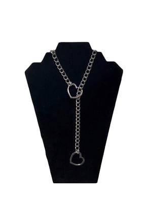 Heart Slip Chain Necklace for Women Goth Lock Heart Choker Collar for Women Punk Cuban Chain Necklace Stainless Steel Hearts Adjustable Lariat Necklaces