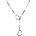 thumbnail image 1 of Heart Slip Chain Necklaces for Women,Stainless Steel O-Ring Adjustable Lariat Heart Y-Necklace,Punk Cuban Choker Necklace for women, 1 of 11