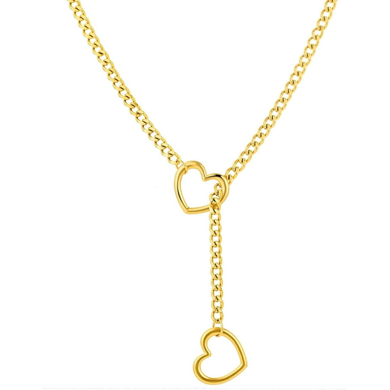 Heart Slip Chain Necklaces for Women,Stainless Steel O-Ring Heart Slip Chain Necklaces for Women,Stainless Steel O-Ring