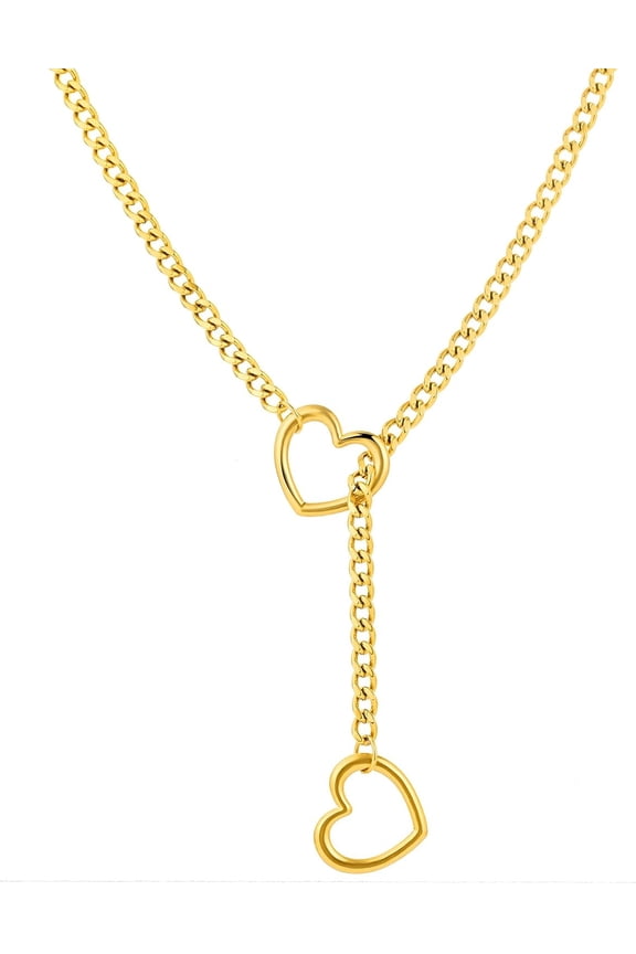 Heart Slip Chain Necklaces for Women,Stainless Steel O-Ring Adjustable Lariat Heart Y-Necklace,Punk Cuban Choker Necklace for women