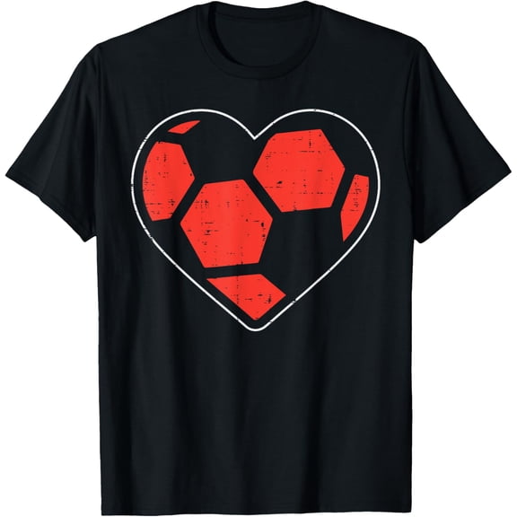 Heart Soccer Ball Football Valentines Day Sports Lover Gift T-Shirt