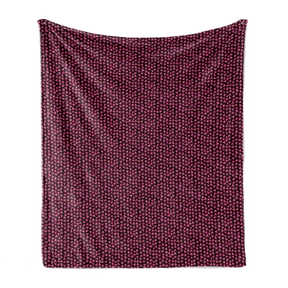 Heart Soft Flannel Fleece Blanket, Illustration of Grungy Sketch Look Love Repetitive Romantic Valentines Day, Cozy Plush for Indoor and Outdoor Use, 50" x 70", Pink and Dark Maroon, by Ambesonne
