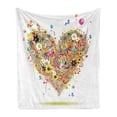thumbnail image 1 of Heart Soft Flannel Fleece Blanket, Romantic Arrangement with Colorful Watercolor Style Love Valentines Day Theme, Cozy Plush for Indoor and Outdoor Use, 50" x 60", White Multicolor, by Ambesonne, 1 of 5