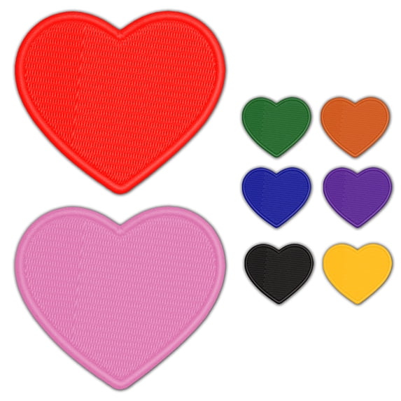 Heart Solid Applique Embroidered Iron-On Patch - 2.5 Inch Small - Purple