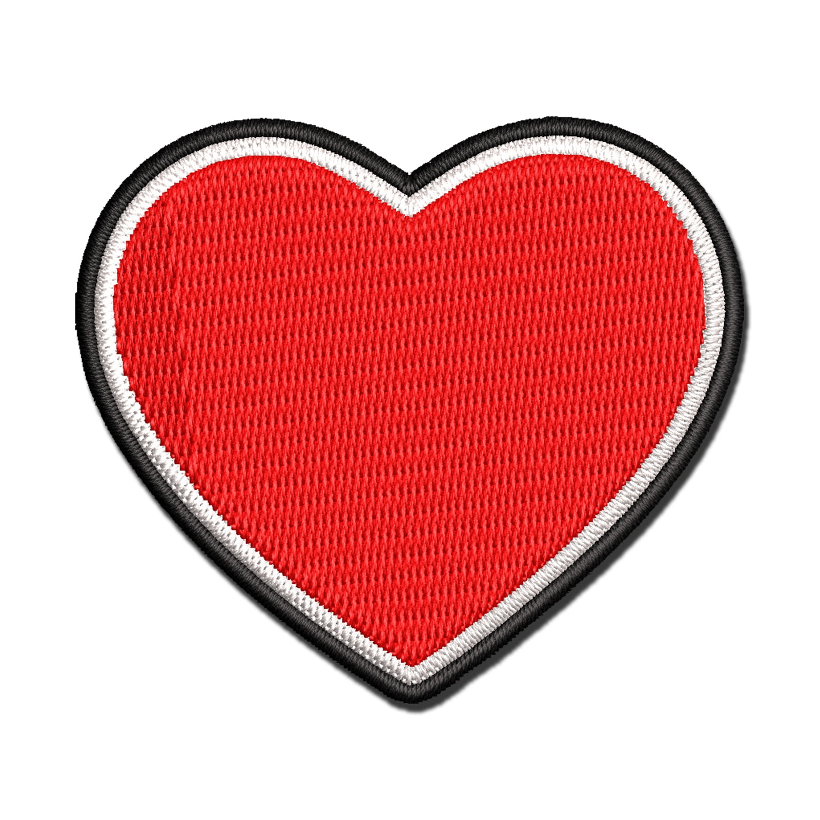 Heart Solid Applique Multi-Color Embroidered Hook & Loop Patch - 3.5 Inch Large