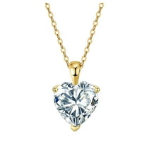 Heart Solitaire Necklace for Women Sterling Silver 3Ct 8A Cubic Zirconia Pendant 18" Chain by Ginger Lyne