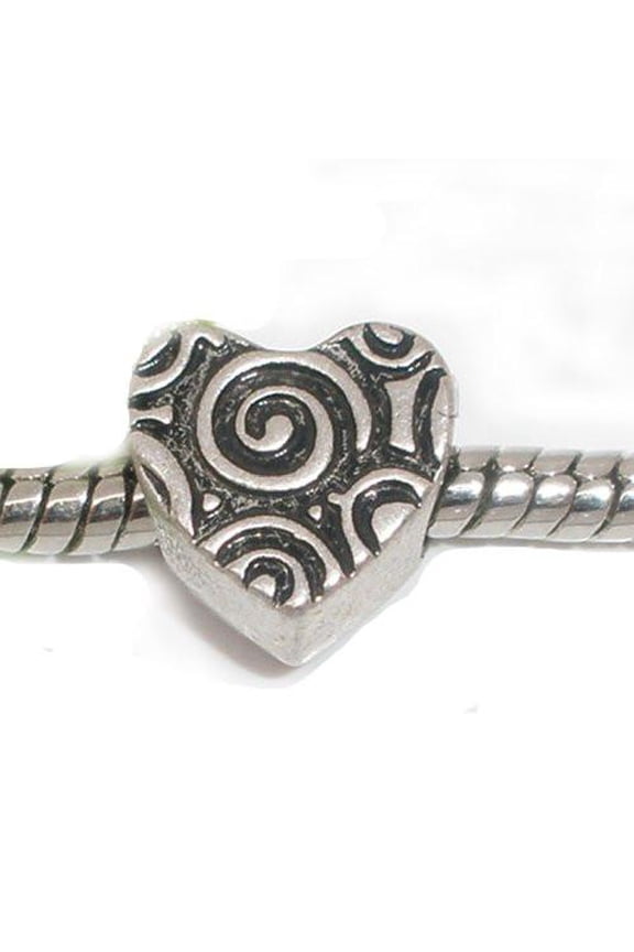 Heart Spacer Charm European Bead Compatible for Most European Snake Chain Bracelets