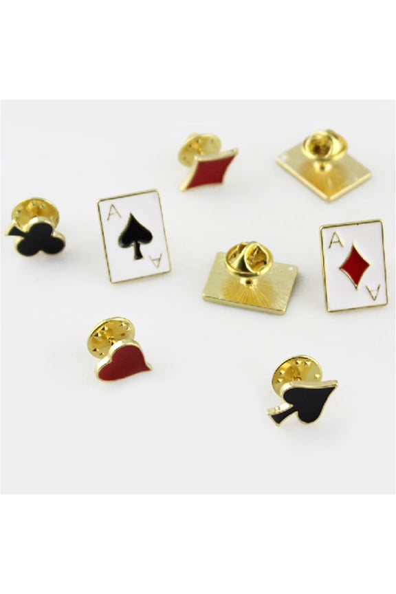 Heart Spade Aces Club Playing Suits Poker Playing Hand Cards Brooch Pin Poker Aces Lapel Pin Lapel Pin Set 8/ Set random style