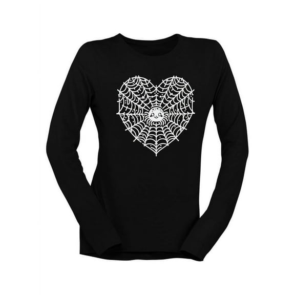 Heart Spider Web Halloween Graphic - Women's Long Sleeve